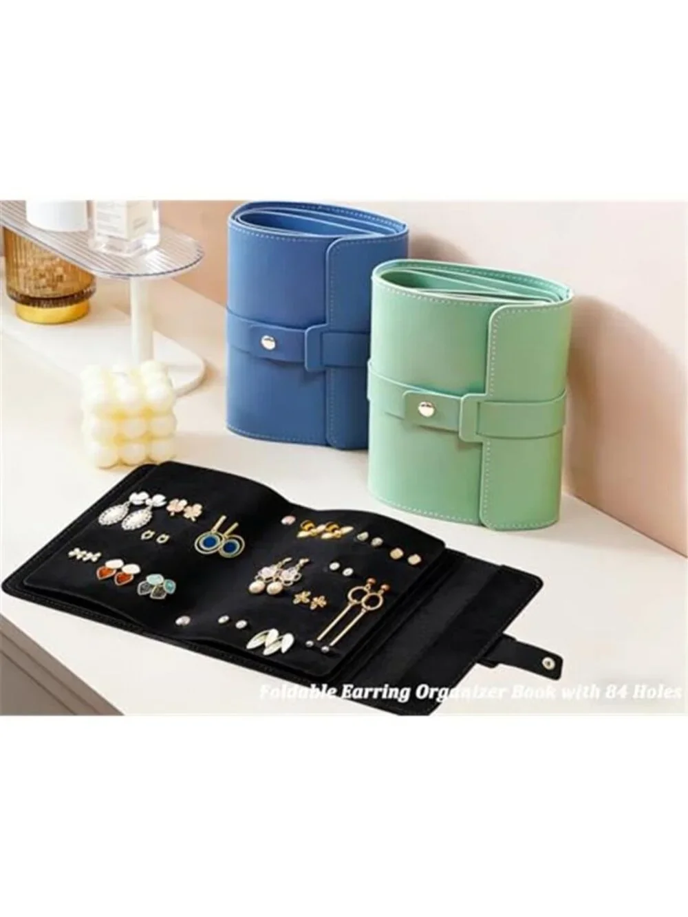 Travel Earring Organizer Book Foldable Jewelry Holder Case 84 Hole Storage